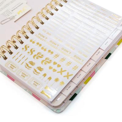 China 2mm Organizer Planner Book OPP Color Printing Personalized Hardcover Notebook With Sticker for sale