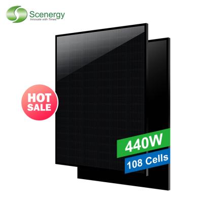 China Scenergy Neue Product Alle Schwarzen Sonnenkollektoren Mono-Solarpanel 440 Watt Hoher Wirkungsgrad 182mmx91mm for sale