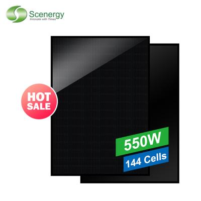 China Scenergy Popular Solar Panel 550W Europe All Black Roof Shingles Cover Solar Panels 182mmx91mm for sale