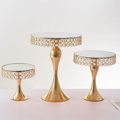 China Metal stocked with crystal foot cake stand dessert stand for sale