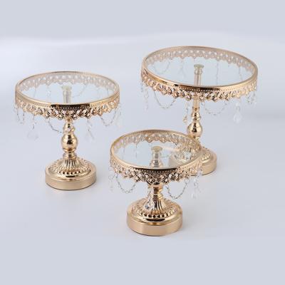 China Sustainable metal with crystal foot cake stand dessert stand for sale