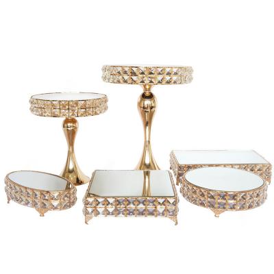 China Metal Crystal Metal With Crystal Cake Stand Dessert Stand for sale
