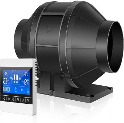 China iPower Industrial Equipment 4.6.8 Inch Integrated Duct Fan with Speed Humidity Temperature Controller for Grow Tent Ventilation, 4