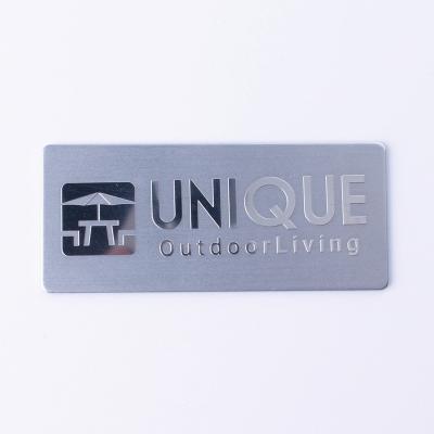 China Custom Brand Metal Sticker Self Adhesive Logo Brushed Stainless Steel Self Adhesive Metal Nameplate for sale
