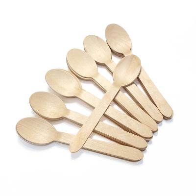 China 160mm Small Round Biodegradable Wooden Spoons Environmental Protection for sale