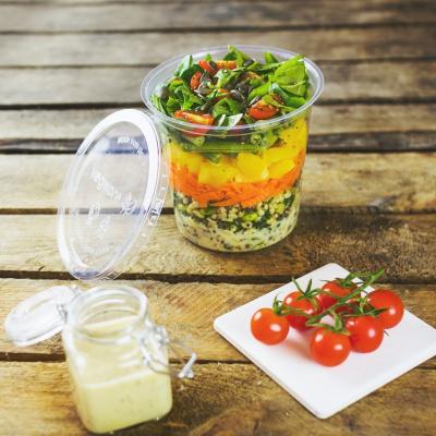China Customized PLA Salad Cup Compostable Transparent Clear Cold Frozen Food Packaging PLA Cups With Lid for sale