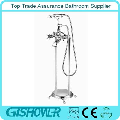China Cheap Brass Floor Stand Faucets Bathroom Faucet With Pedal for sale