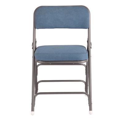 China Durable Cheap Wholesale Commercial Stackable Metal Legs Purple Fabric Chair Dining Folding Chair for sale