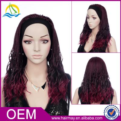 China Wholesale Synthetic Hair Half Wigs Ombre Box Braid Long Custom Colored Braiding Wig for sale