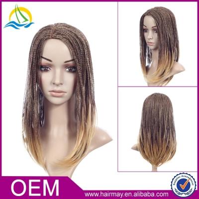 China Regular Blonde Kinky Straight Blonde Afro Kinky Braided Box Lace Wig Twist Wave Micro Braid Wig for sale