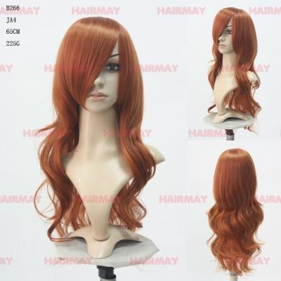 China Custom Diana Synthetic Cheap Color Camel Brown Hair Long Body Wave Bangs Court Wigs for sale