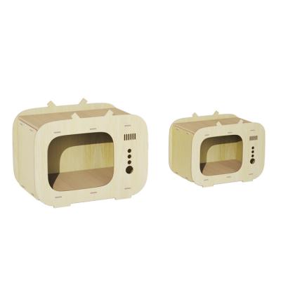 China Pet House for Cats and Small Dogs TV Shape Modern Wooden Dog Furniture Luxury for sale