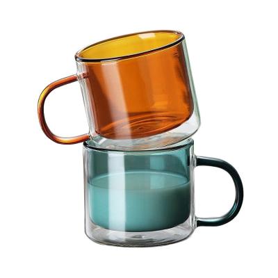 China Viable Colored Glassware Milk Cup Coffee Mug Glass Cup With Handle for sale