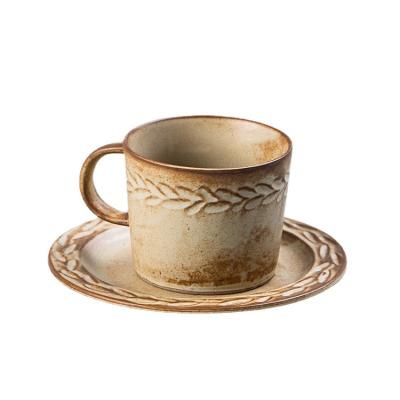 China Sustainable Ceramic Coffee Mug Cup Saucer Set Appearance High Standard Creative Mugs Support Customer Customization for sale