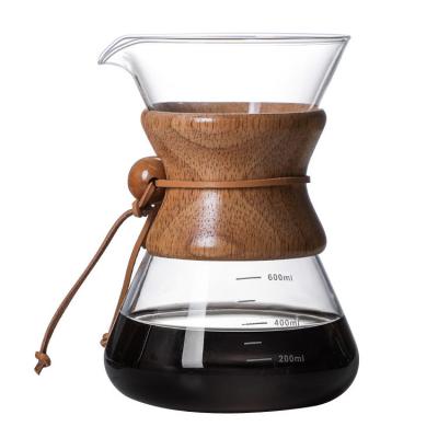 China 600ml High Borosilicate Glass Stocked Hand Brew Coffee Pot Customizable Logo Modern Style Sharing Pot Coffee Pot for sale