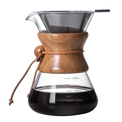 China 600ml Pyrex Stocked Coffee Maker With Filter Hand Brew Coffee Sharing Pot Set for sale