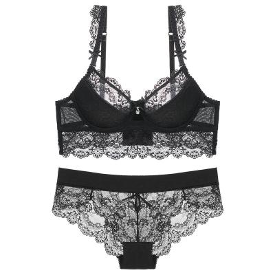 China Sexy QUICK DRY women plus size underwear lace bra and panties sets floral lingerie for sale