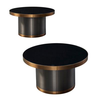 China Visually Pleasing Circular Glass Coffee Table , Harmonious Dark Glass Coffee Table for sale