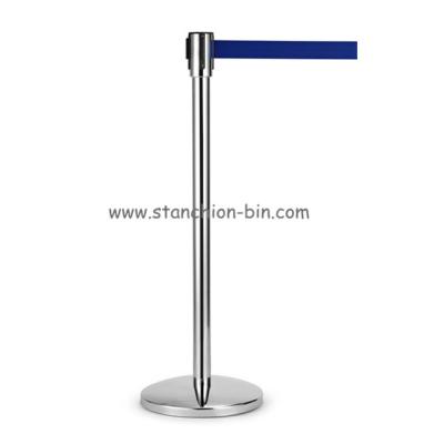 China Steel Powder Coated+ PP Cover or 201#Stainless Steel Stainless Steel Pipe Construction Ropes Mobile Pole Queue Rope Retractable Belt Stanchion Metal Stand Crowd Control Barrier for sale