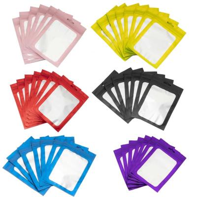 China Factory Wholesale Small Water Proof Gift Bag Packaging Mylar Moisture Proof Ziplock Bag Factory Colorful Matte Aluminum Foil Pouch With Clear Window for sale