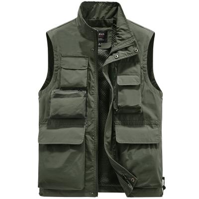 China Anti-wrinkle Outdoor Work Vest Mens Streetwear Fishing Photography Vest Jacket Plus Size Men's Multi-pocket Mesh Utility Vest Waistcoats for sale