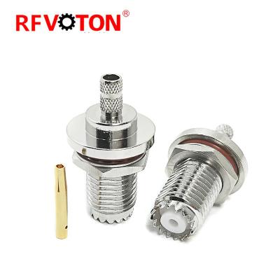 China Mini Power UHF PL259 Jack BH Bulkhead Crimp Female Connector For RG58 Cable for sale