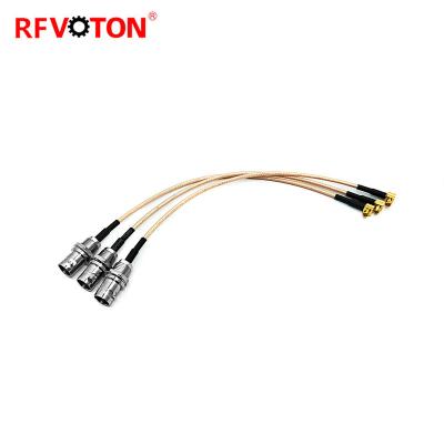 China RF Coaxial RF MCX Set 75 Ohm RG179 BNC Female Through-Wall To Male Bend Cable Assembly for sale