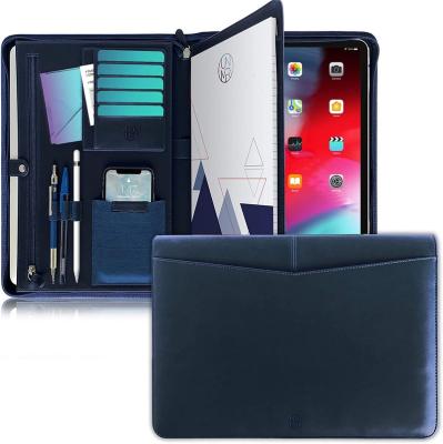 China Leather Zippered Leather Folder Padfolio Business Case Organizer for sale