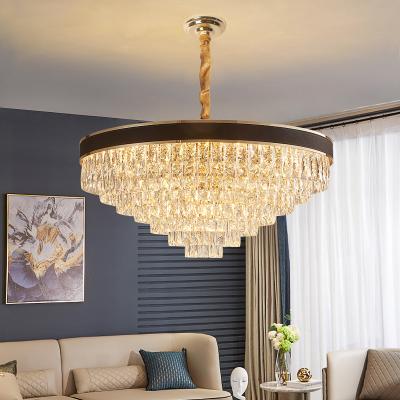 China Modern Stylish Modern Decorative Lighting LED Chandelier Ceiling Lights with Stainless Steel Crystal Cover Flush Mount Base for sale