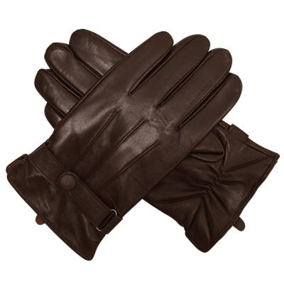 China High Quality Plain Sheepskin Gloves Winter Gloves Fashion Soft Black Leather Gloves For Men for sale