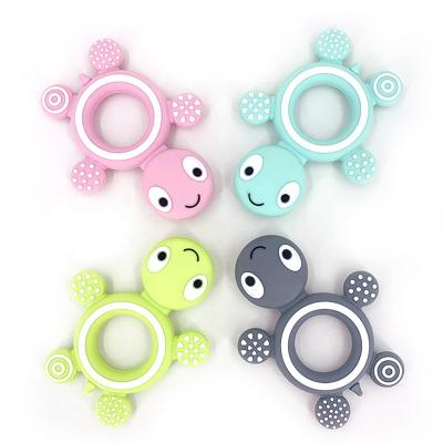 China Cute Tiny Turtle Cute Tiny Turtle Teething Toy Small MOQ Baby Neutral Baby Silicone Soft Bpa Free Round Baby Animal Teether for sale