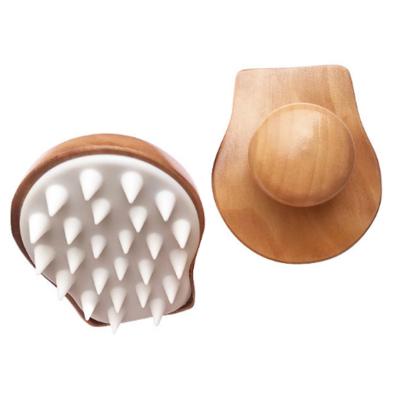 China Comfortable Healthy Comb Wooden Shampoo Scrubber Sweep Shampoo Hair Brush Custom Logo for sale