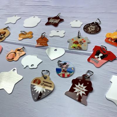 China Business Gift BrightSUB 1.0mm Double Sided Matte White Sublimation Pet Tag Aluminum Metal Blanks Heat Printing Custom Dog Tags Transfer Printing for sale