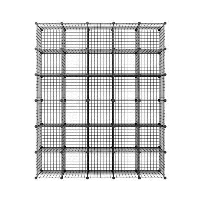 China (Size) Zinghe Metal Wire Storage Modular 30 Row Cube Cabinet 5 Row 30 Cube Cabinet Adjustable and Metal Mesh Wire Storage Rack for sale