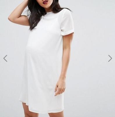 China Roupa de maternidade do vestido do envoltório do verão curto da luva mais a cor do branco do tamanho à venda
