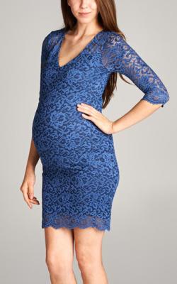 China O Oem presta serviços de manutenção aos projetos de maternidade da forma do comprimento do joelho do vestido do envoltório do laço azul à venda