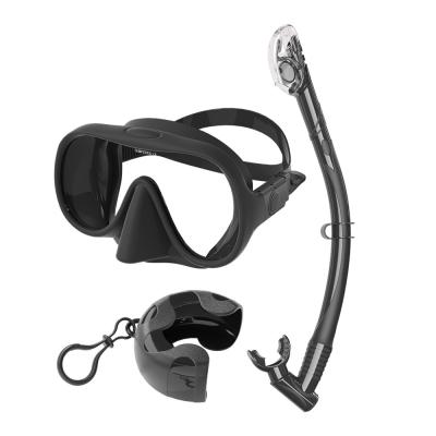 China Snorkel masker en snorkel set met stijl gecoate gehard glas enkel lens in wit snorkel masker set Te koop