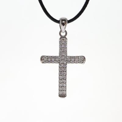China 925 Sterling Silver 925 Sterling Silver Gold Plated Zircon Cross Pendant Hollowed Out Religious Street Temperament Trend Fashion for sale