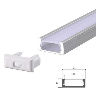 China Heat-resistance 15x06mm LED Aluminum Profiles Sliver Linear Led Aluminum Profile for 8mm 10mm PCB LED Strip Aluminum Channel for sale