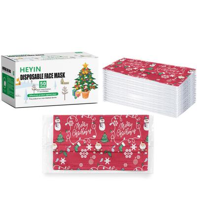 China Factory Product Disposable Santa Claus 3ply Facemask Nonwoven Fabric+ Melt-Blown Printed Facemask Santa Claus for sale