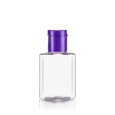 China 20ML Square Clear Bottle With Purple Flip Cap For Handwashing Fluid for sale