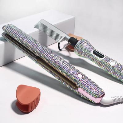 China Wholesale Outdoor Portable Trendy Hair Straightener Custom Rhinestone Flat Iron With Bling for sale