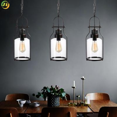 China Hot Sales Black Iron Glass Led Nordic Decorative Pendant Light for sale