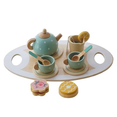 China Pretend Play Food Learning Wooden Role Playing Game Early Afternoon Tea Set Educational Toys for Toddlers Girls Boys Kids Gifts for sale