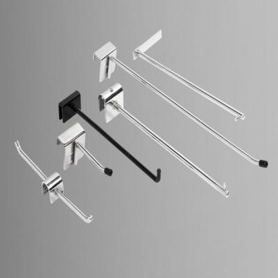 China Shop Merchandise Display Retail Supermarket Shelf Accessories Pegboard Style Metal Fork Line Hanging Hooks Wire Slat Wall Display Hook Metal Hook for sale