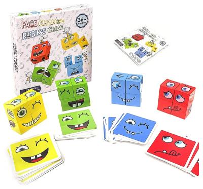 China Wooden Educational Toy Building Block Face Changing Cartoon Thinking Training Toys for sale