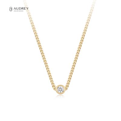 China Statement GHSI DIamond Thick Cuban Chain Necklace 14k Solid Gold Audrey 585 Gold Female Chain FASHIONABLE Neck Pendant Necklace for sale
