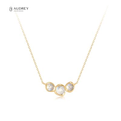 China Audrey Drop Shipping 9K 10K 18K Real Gold 14K Gold Moonstone Jewelry Solid Pendant Necklace Solid Gold Jewelry for sale