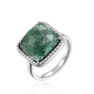 China Exquisite Jewelry Fashion 0.2ct Diamond Real Gemstone Handmade Jewelry Circle Natural Green Silver Rings Daily Use for sale