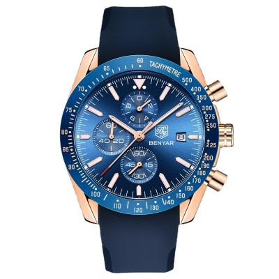 China BENYAR 5140 Chronograph Men's Business Stainless Steel Quartz Watch Luxury Chronograph Waterproof Sports Watch Clock Relogio Masculino for sale